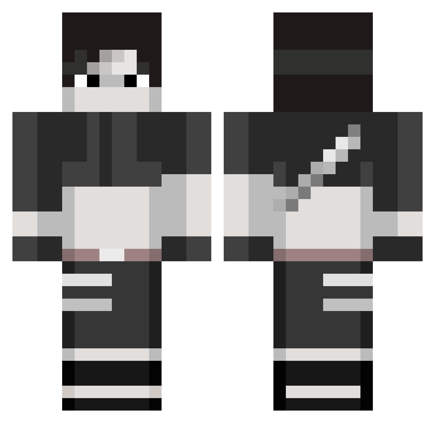 Bywixx Minecraft skin, front and back view