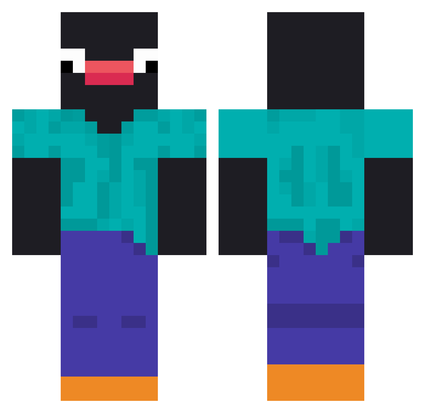 DangBoxes Minecraft skin, front and back view