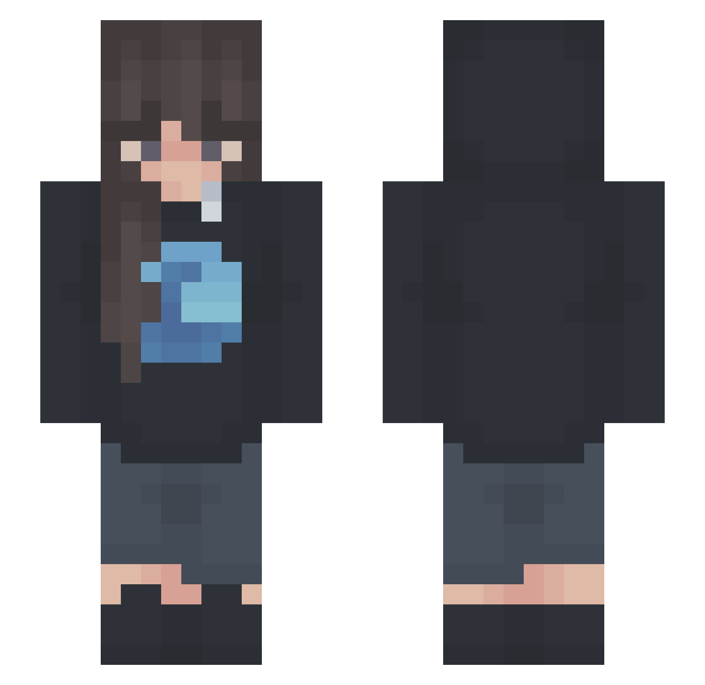 Spokesman Minecraft skin, front and back view