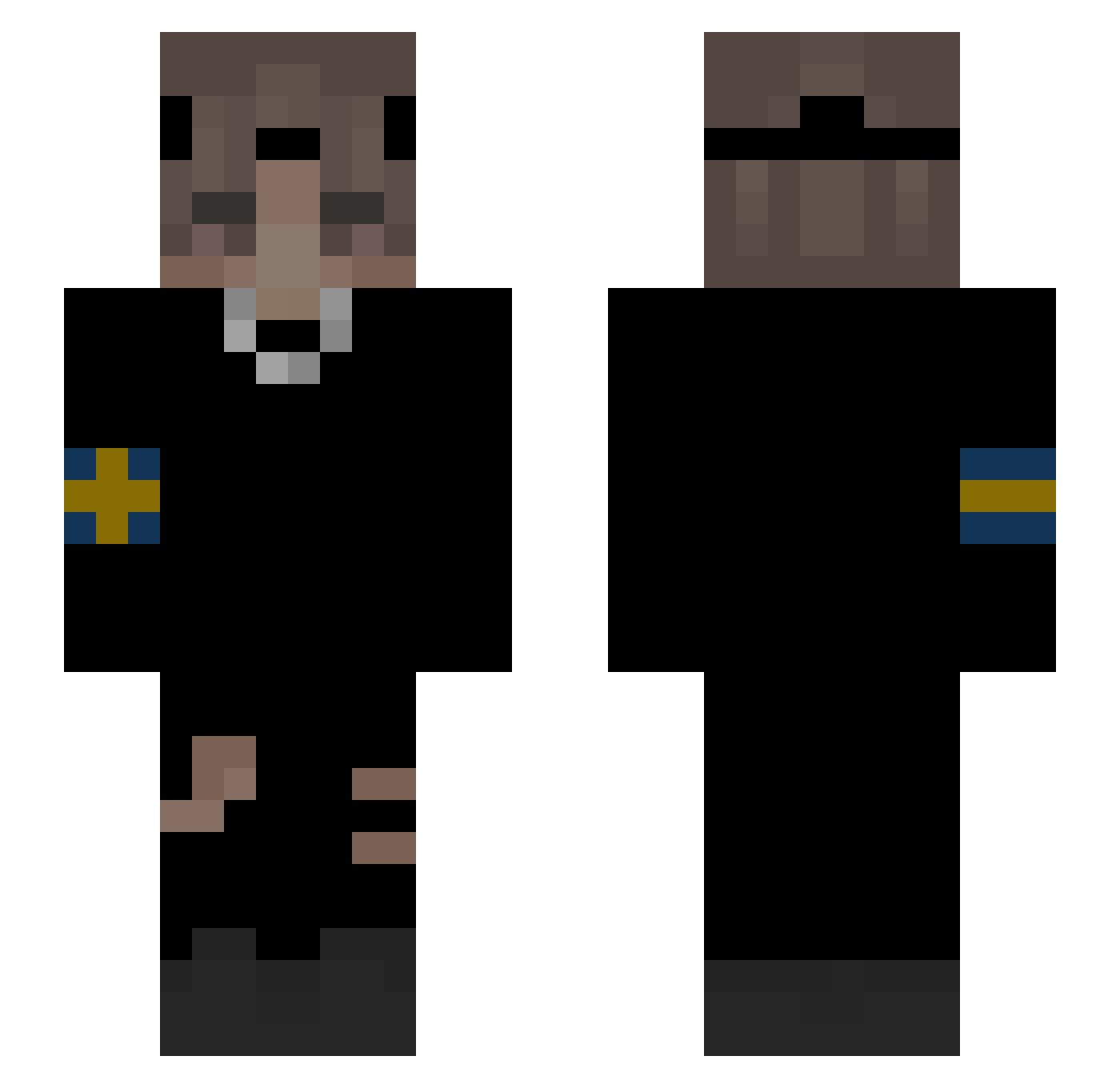 Teazed Minecraft skin, front and back view