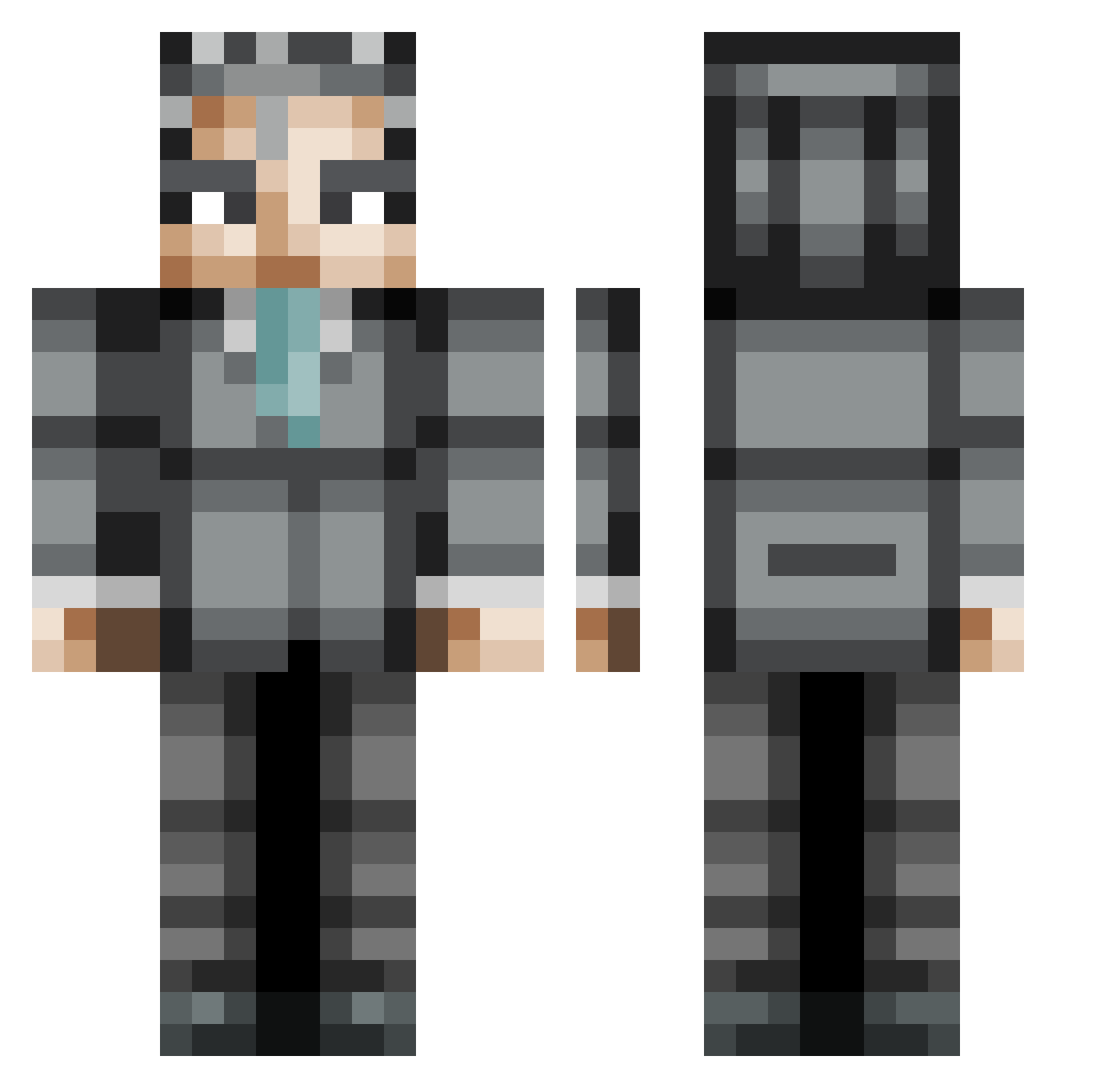 supershooba Minecraft skin, front and back view