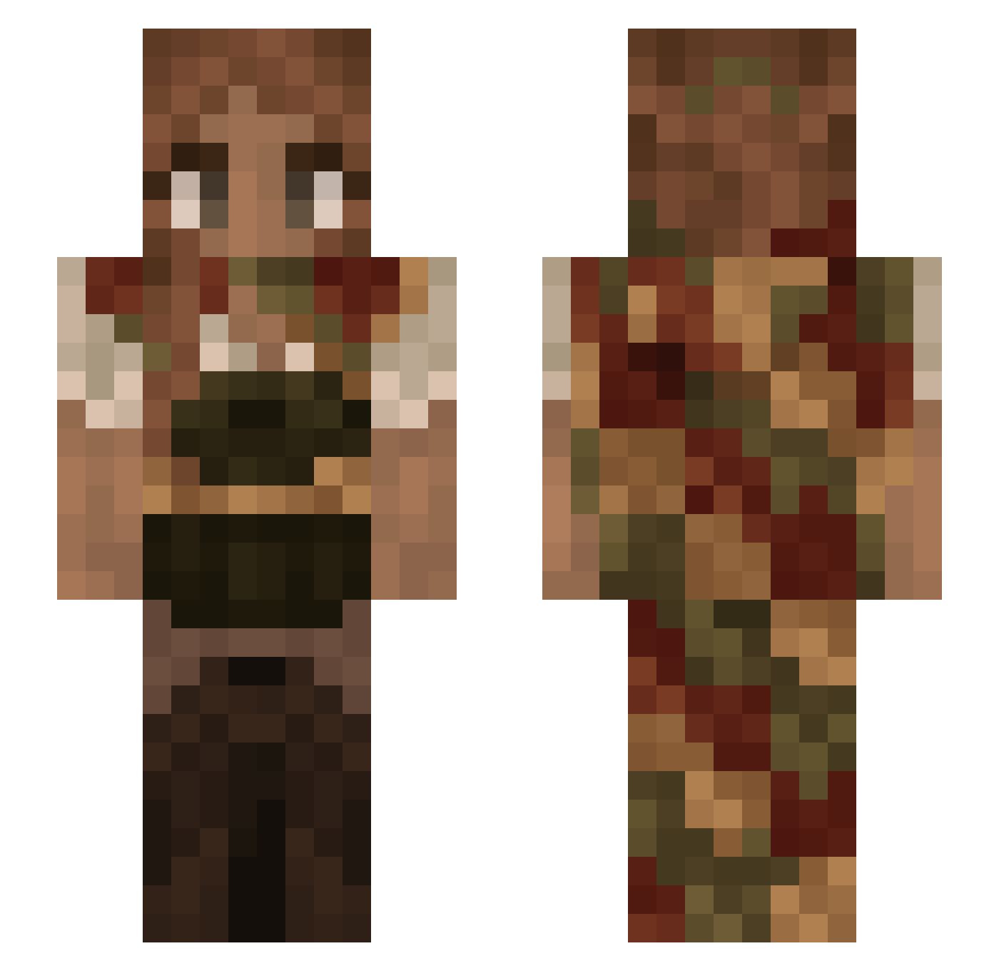 Skyromancy Minecraft skin, front and back view