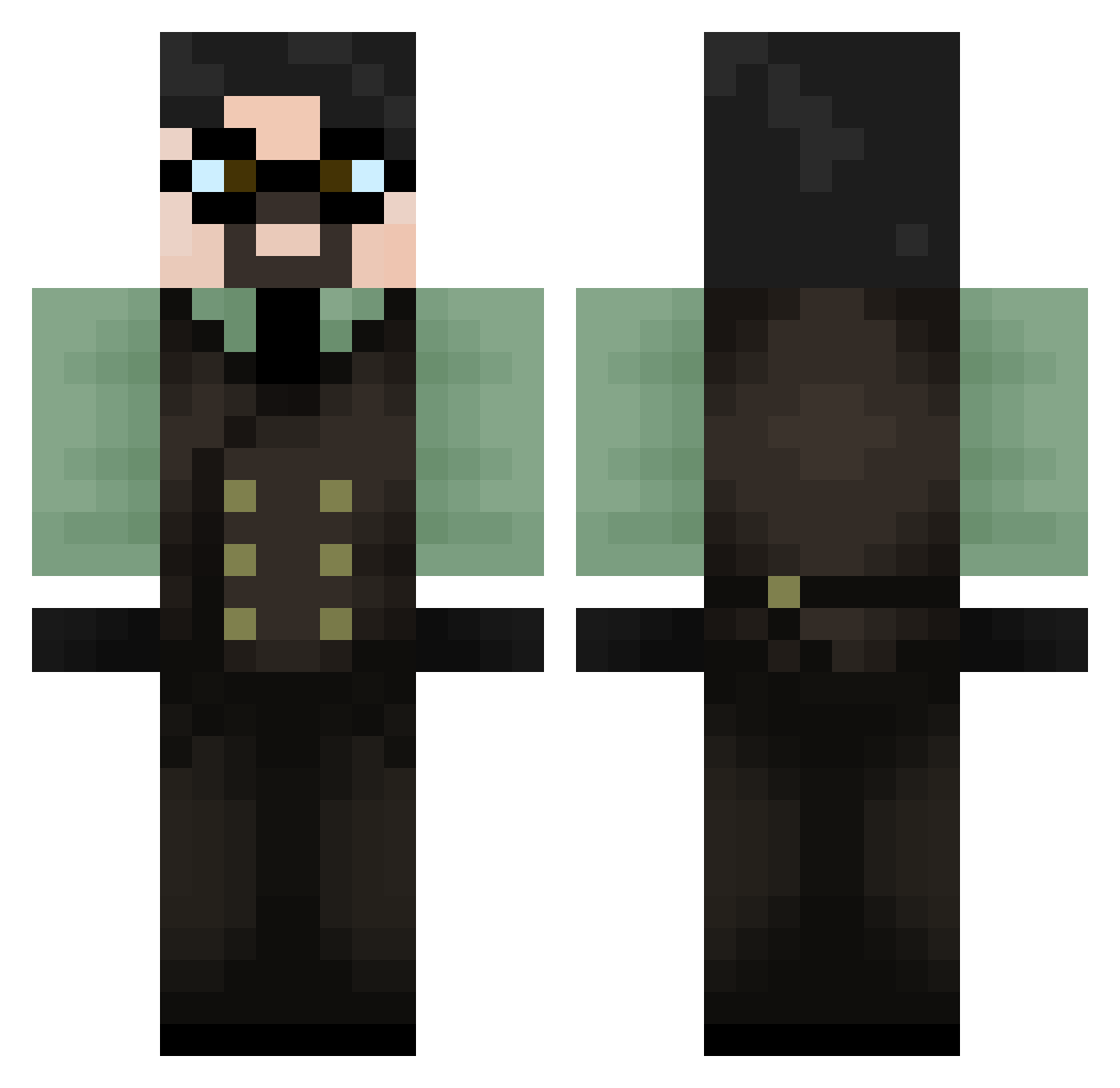 DrPcu Minecraft skin, front and back view