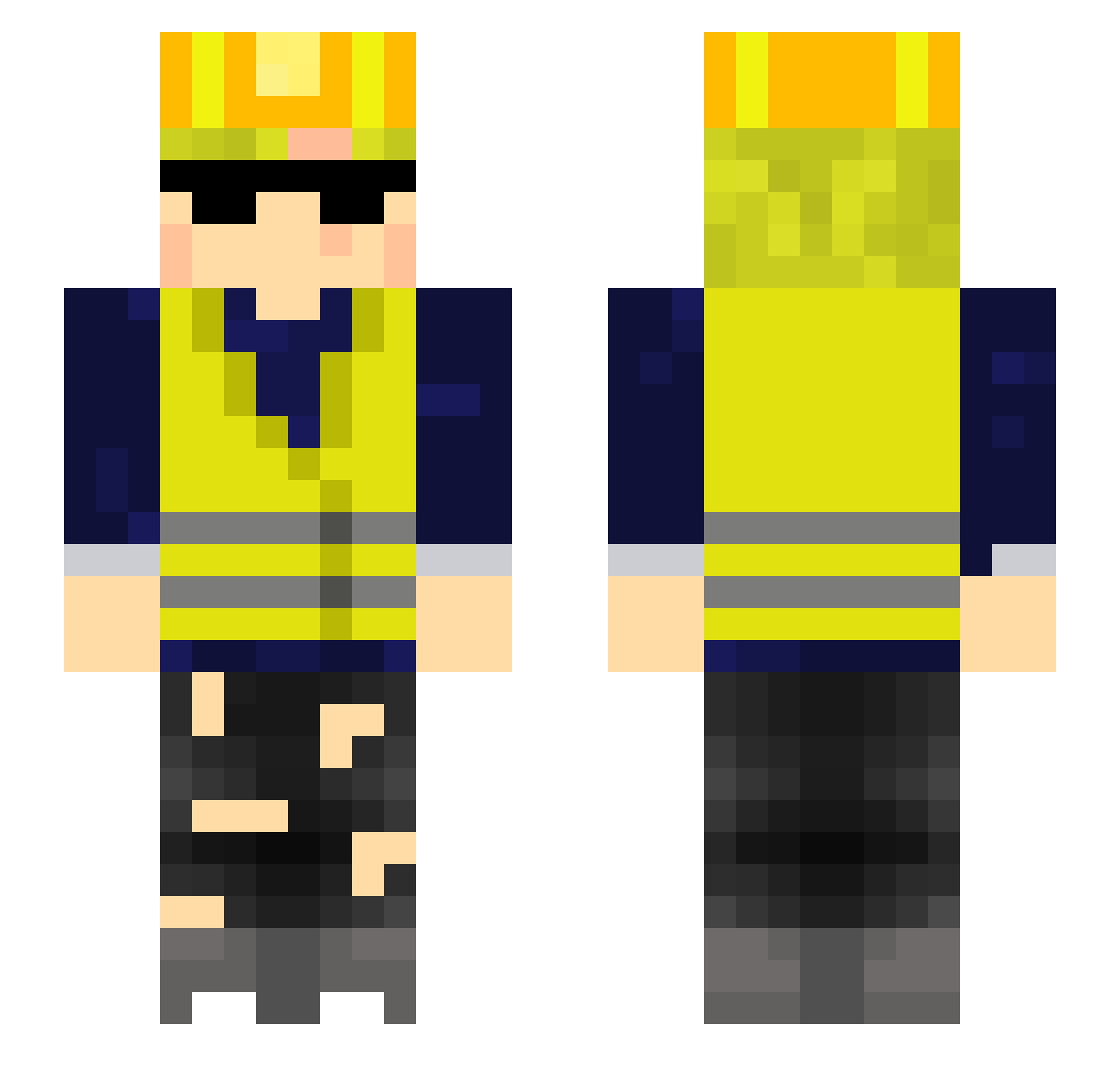 ThePijuz Minecraft skin, front and back view
