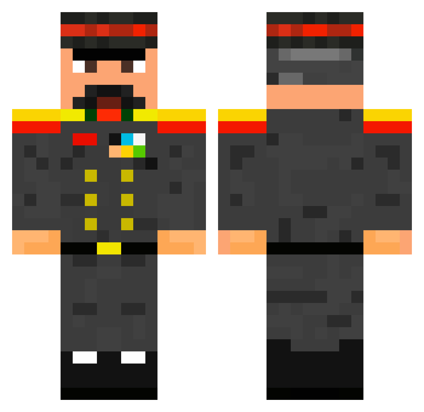 blade226 Minecraft skin, front and back view