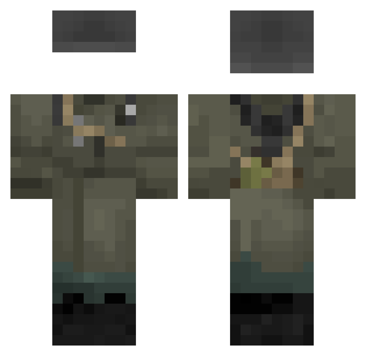 wellbio Minecraft skin, front and back view
