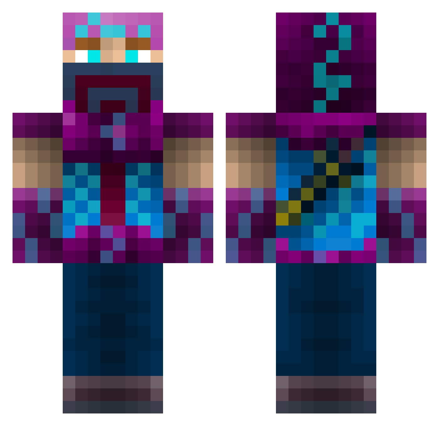 Slippers Minecraft skin, front and back view