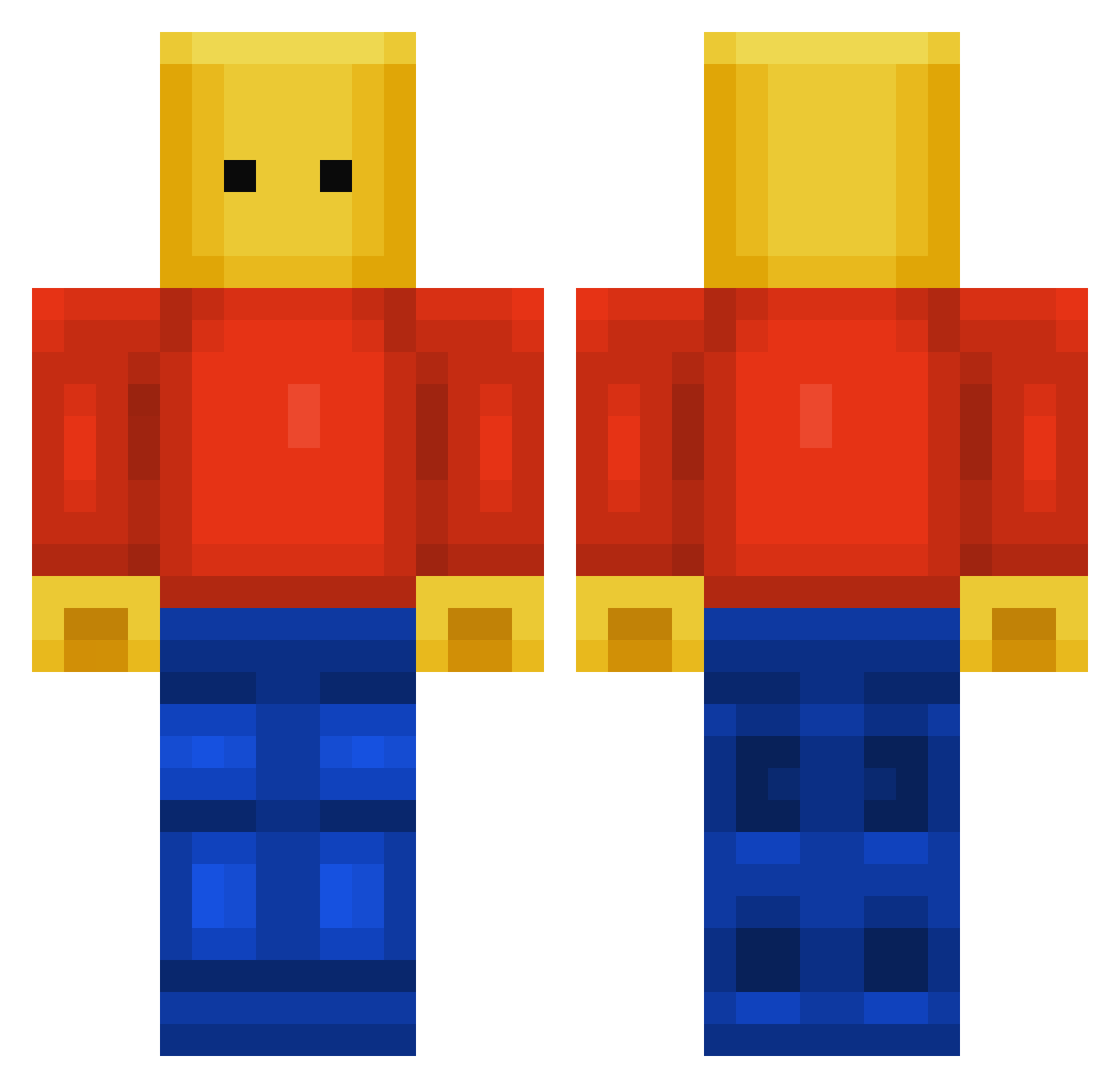 Bagworm Minecraft skin, front and back view