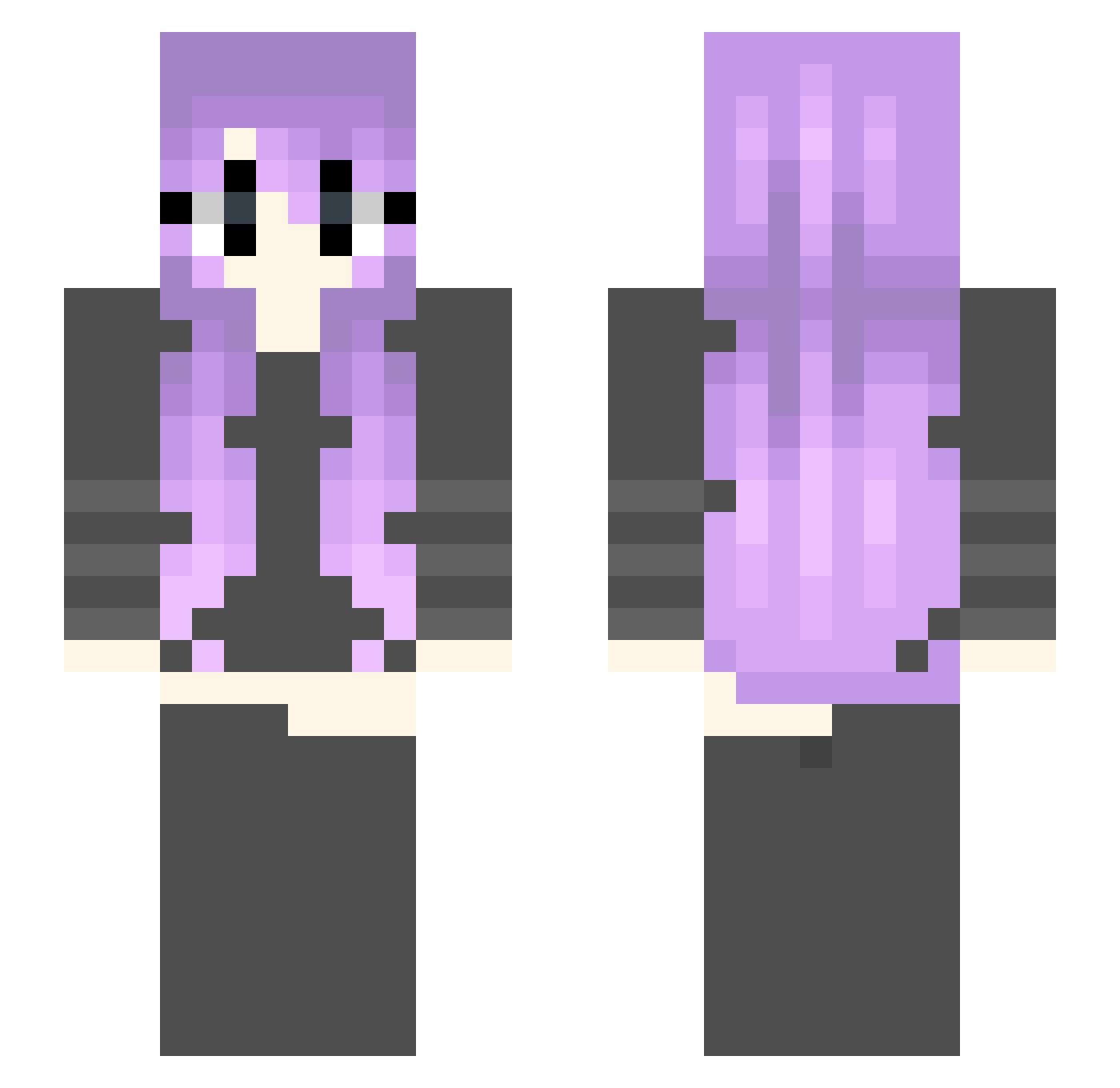 ThatDorkBell Minecraft skin, front and back view
