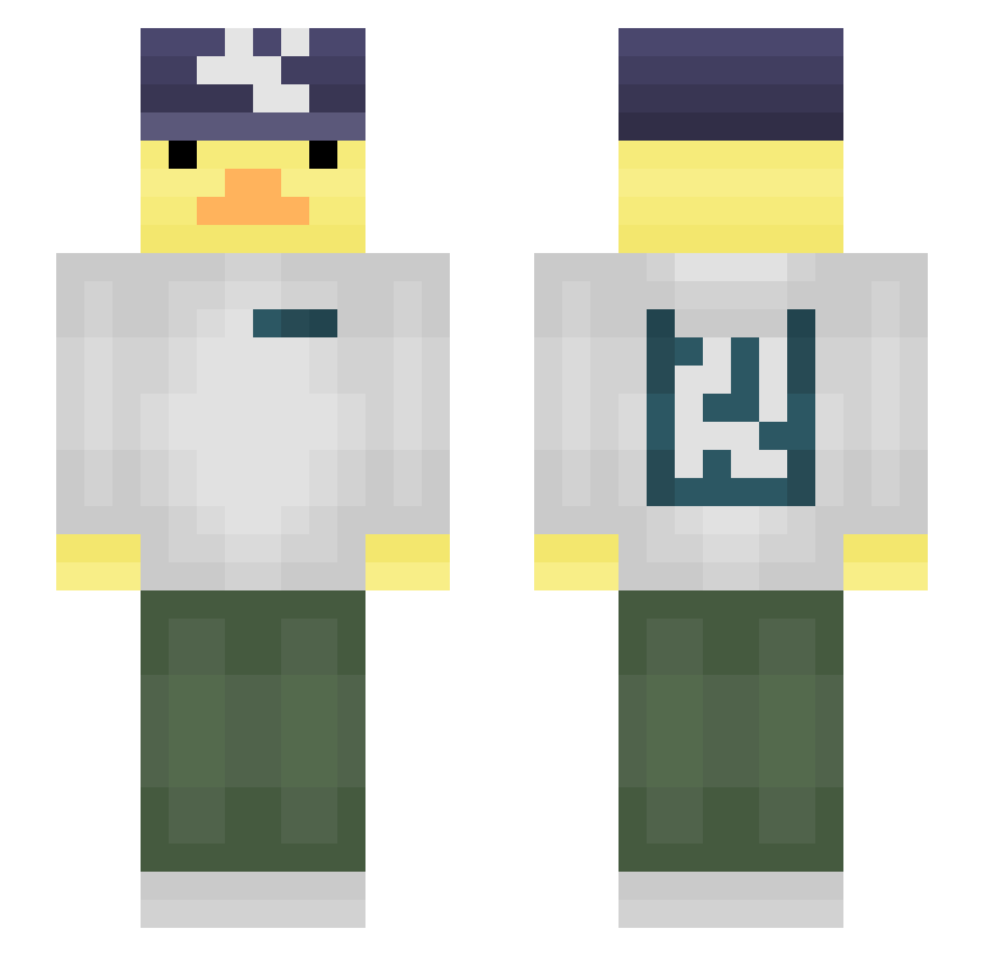 Sacry Minecraft skin, front and back view