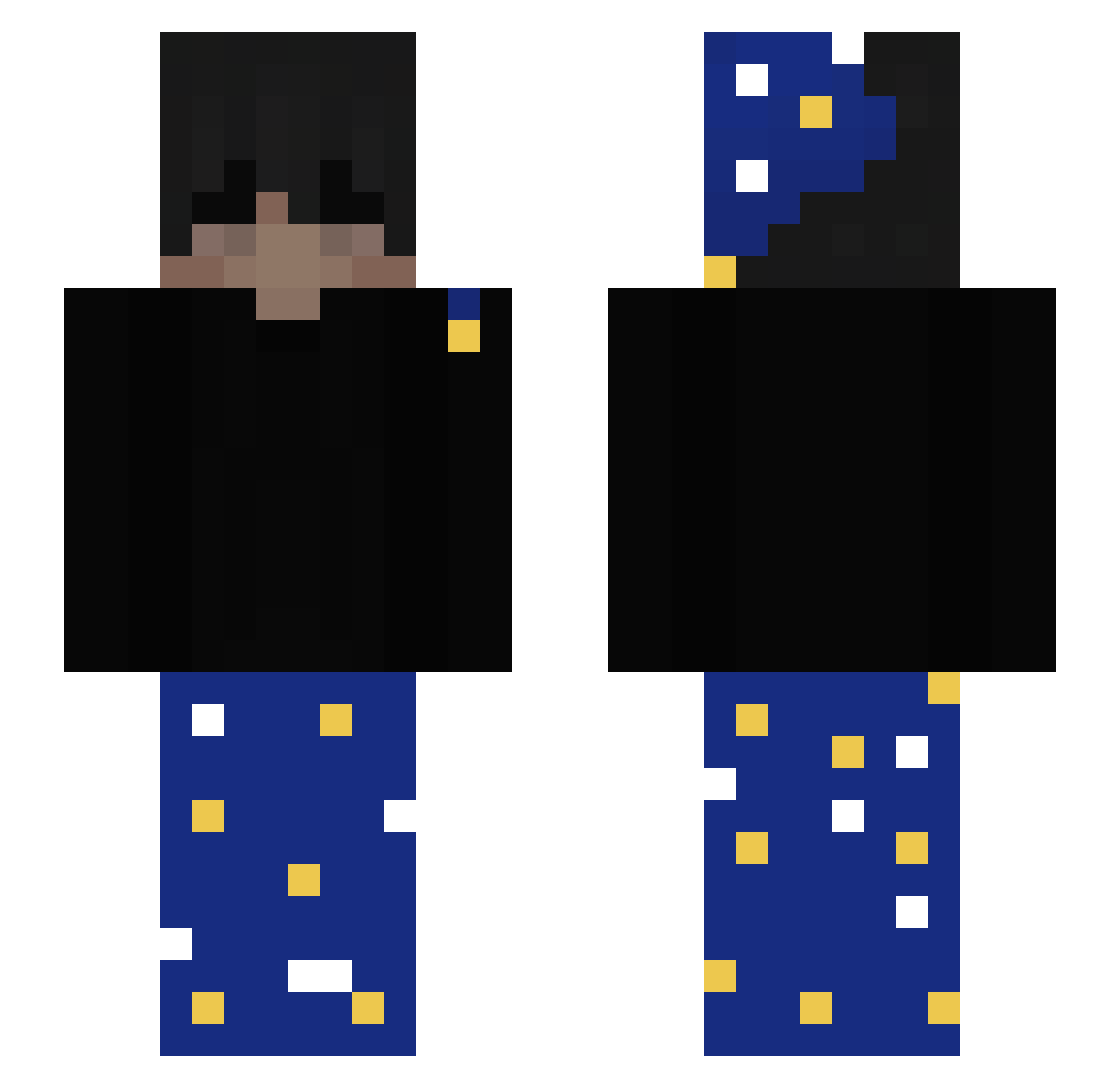 ykmug Minecraft skin, front and back view