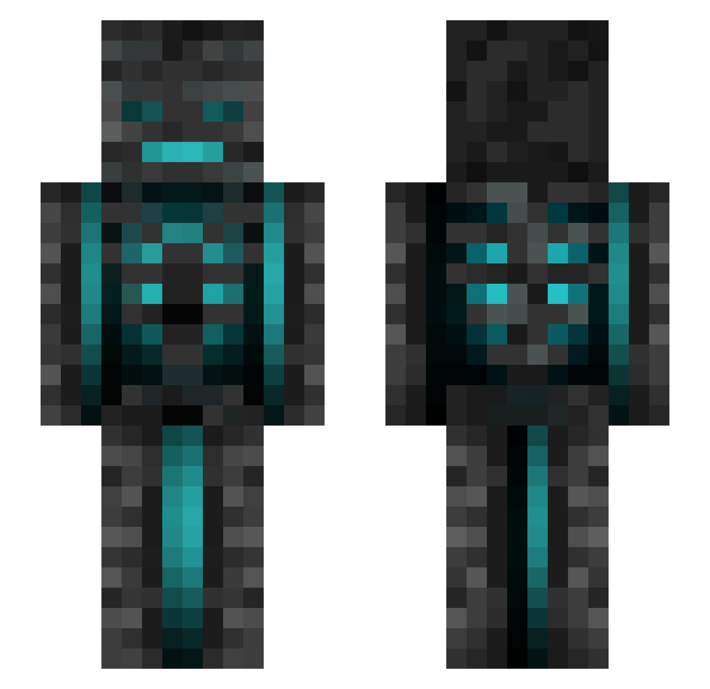 tungsten Minecraft skin, front and back view