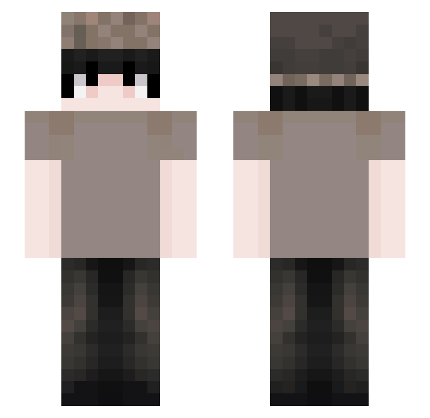 wtozzi Minecraft skin, front and back view