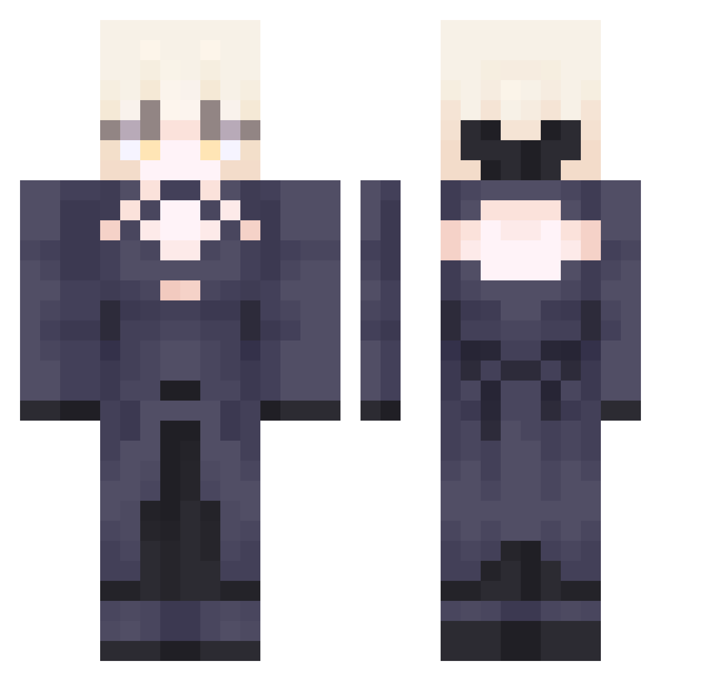 5vckLove Minecraft skin, front and back view