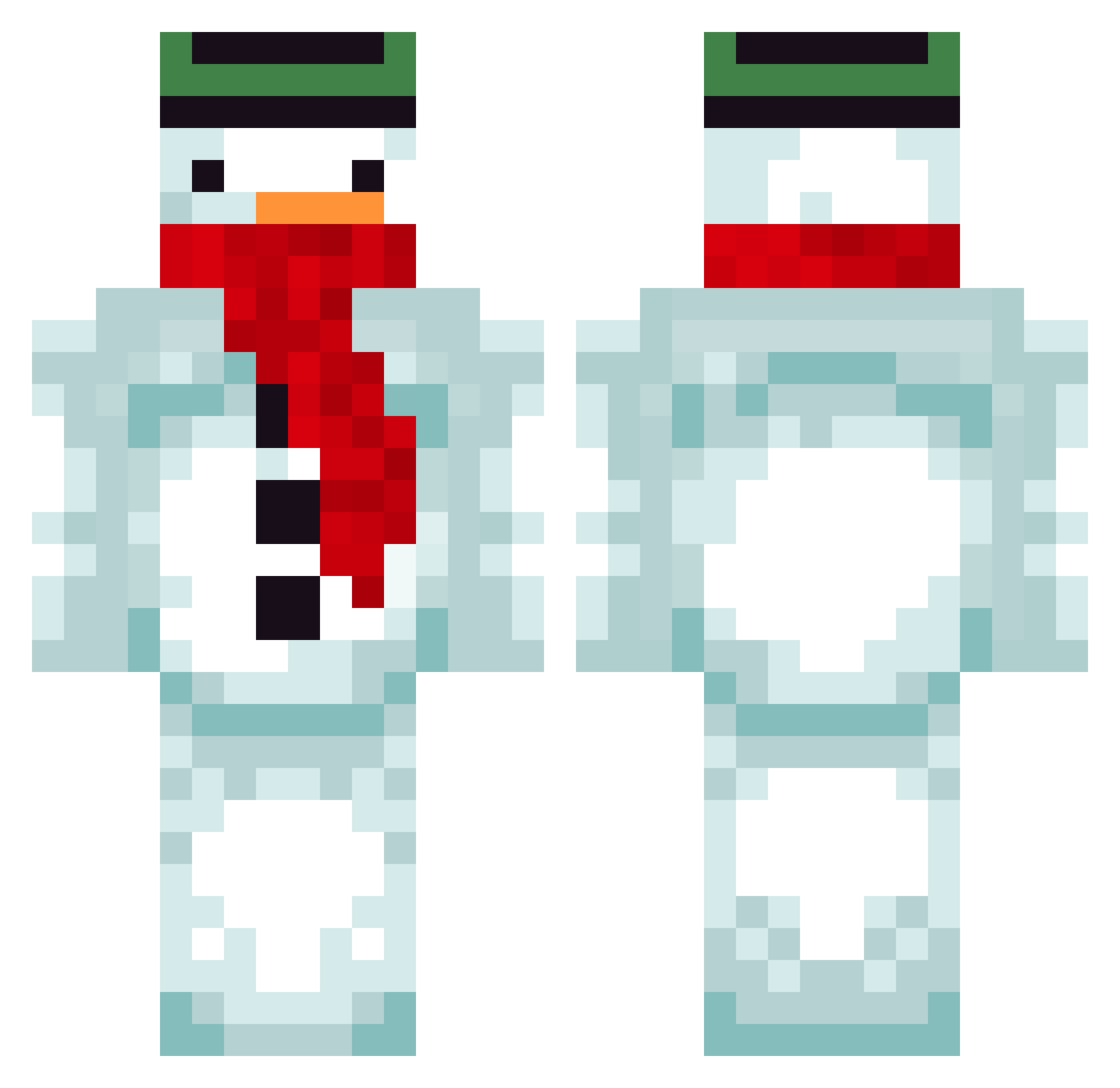 Peestone Minecraft skin, front and back view