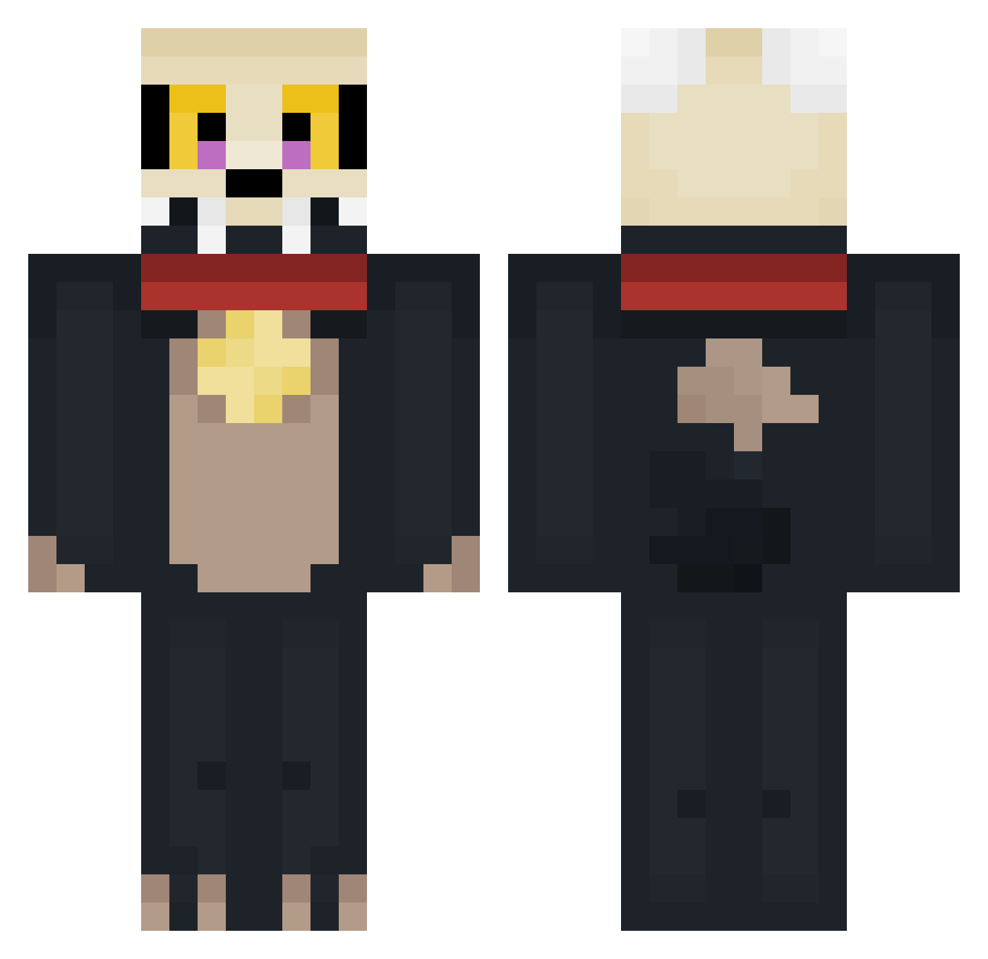 AlexDobberman Minecraft skin, front and back view