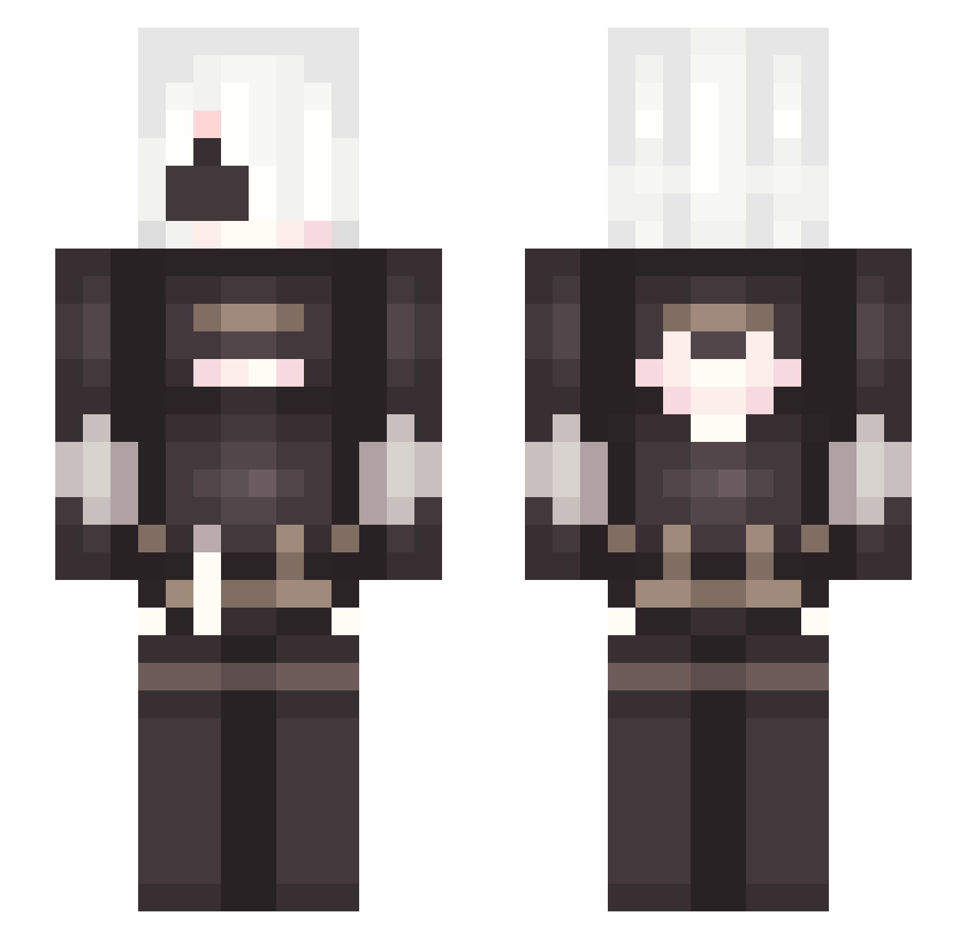 AkameShy Minecraft skin, front and back view