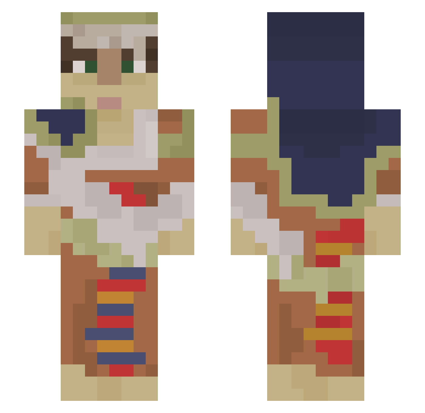 Yid Minecraft skin, front and back view
