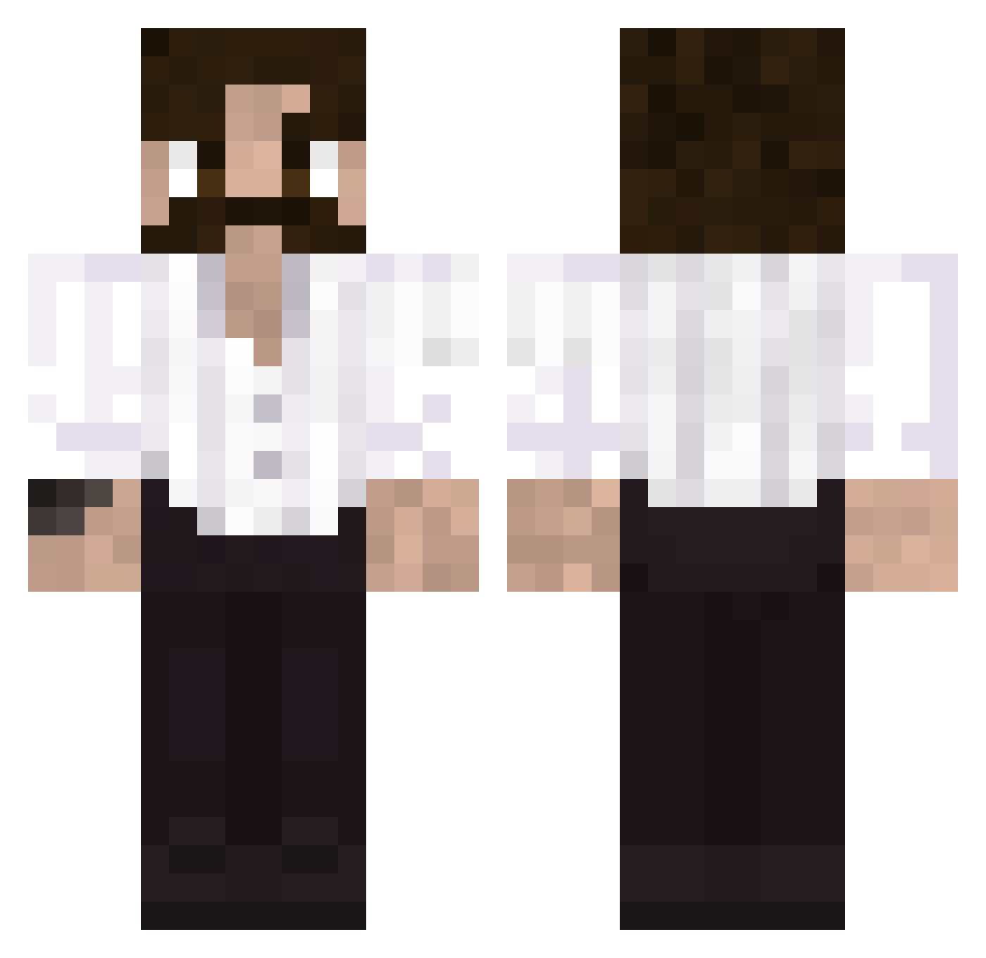PierreBequet Minecraft skin, front and back view