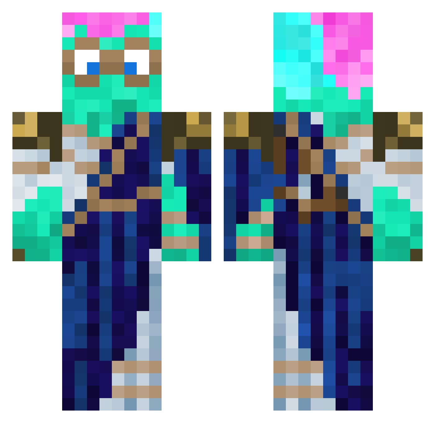 PzyKu_ Minecraft skin, front and back view