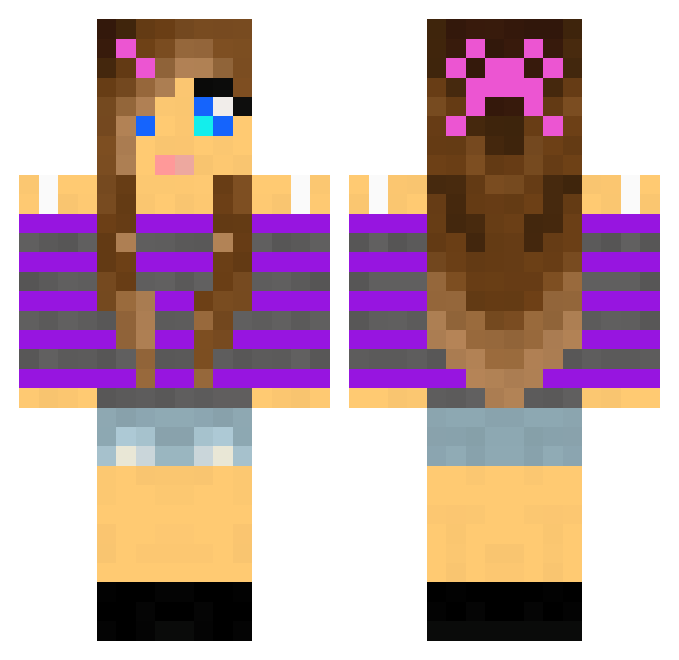 TerriLav Minecraft skin, front and back view