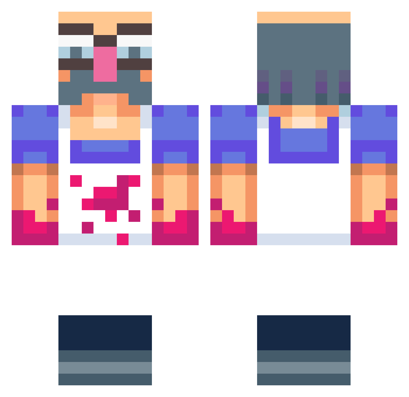 TakujiJet Minecraft skin, front and back view