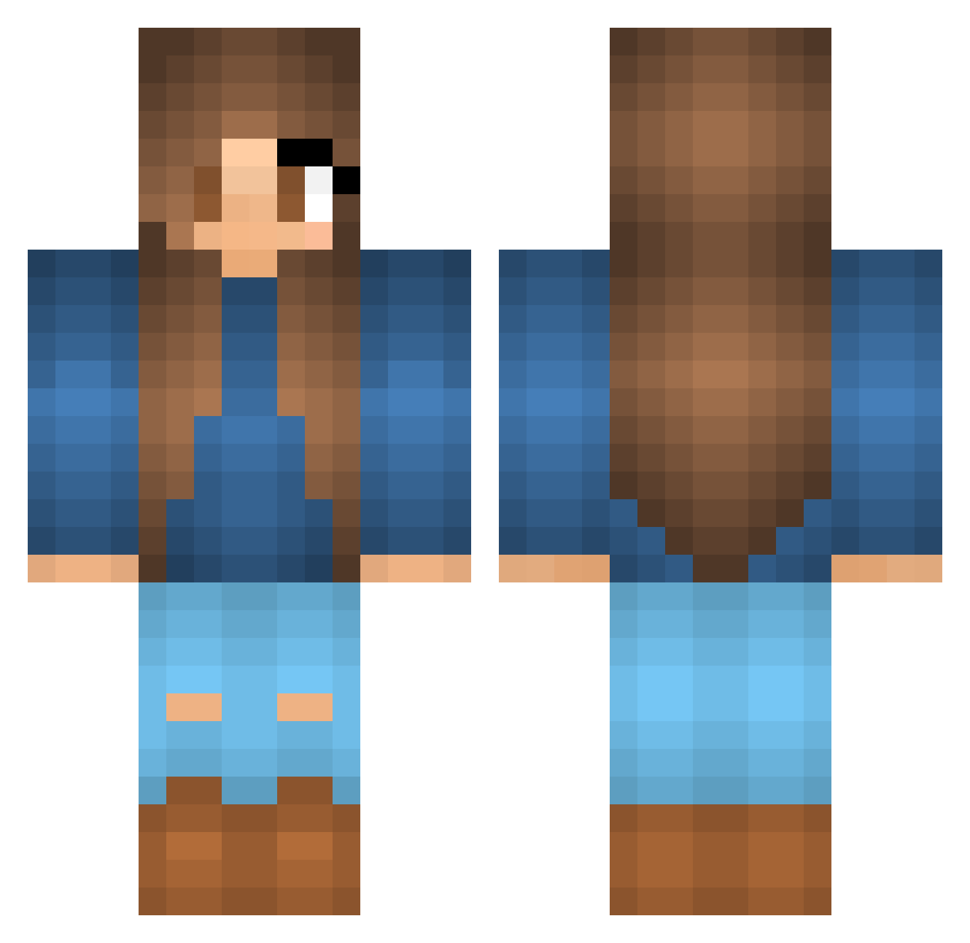 SelfAwareToaster Minecraft skin, front and back view
