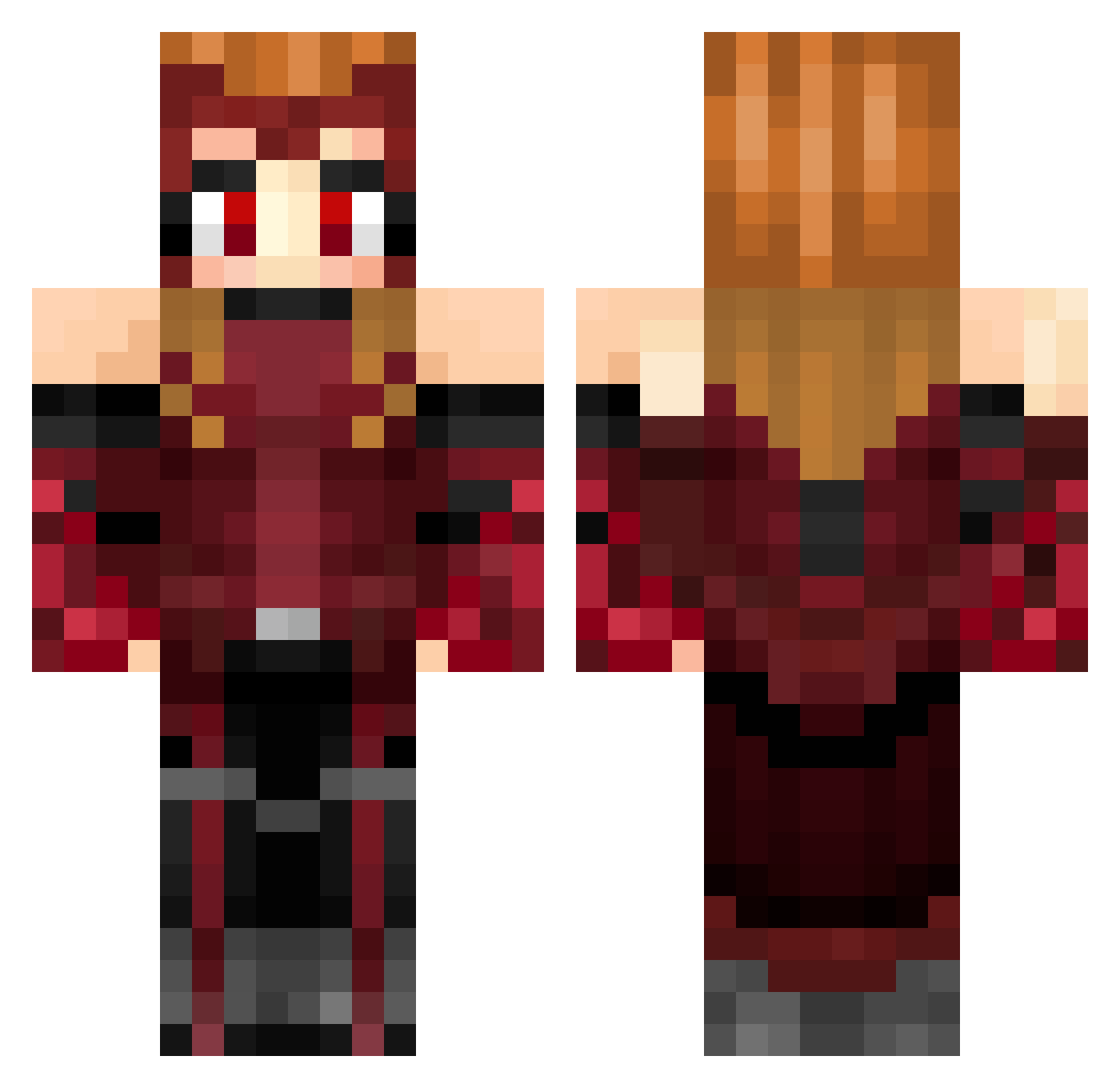 KissesPloda Minecraft skin, front and back view