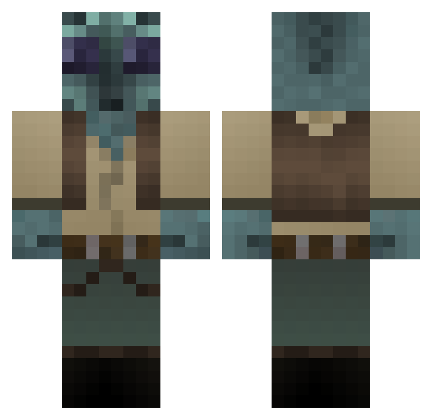 SolarOcean Minecraft skin, front and back view