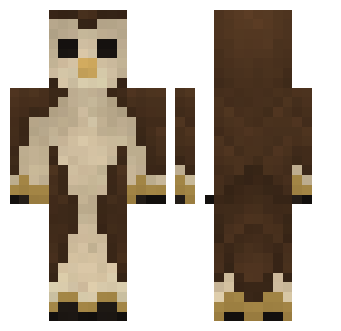 Pytae Minecraft skin, front and back view