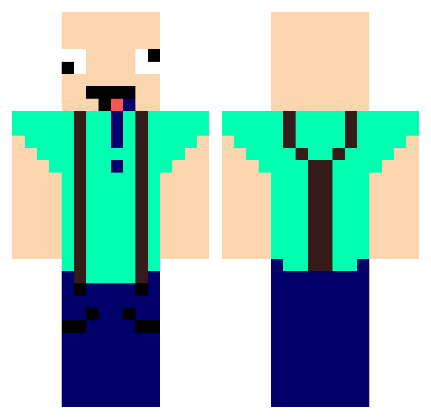 Slayers Minecraft skin, front and back view