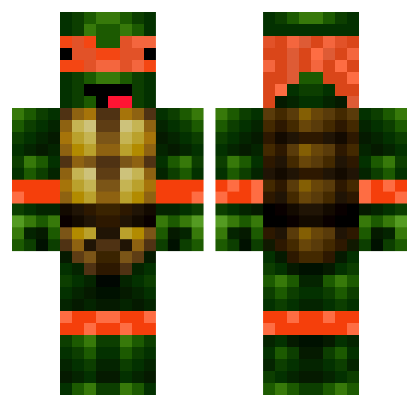 FreeMahiMahi Minecraft skin, front and back view