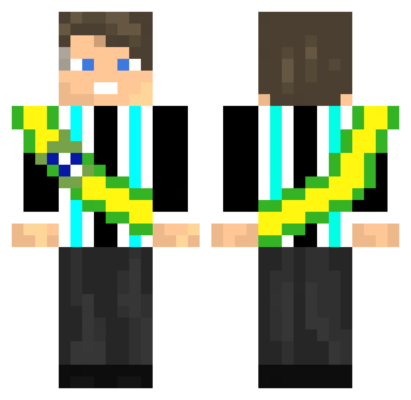 MeCagueiNoSupino Minecraft skin, front and back view