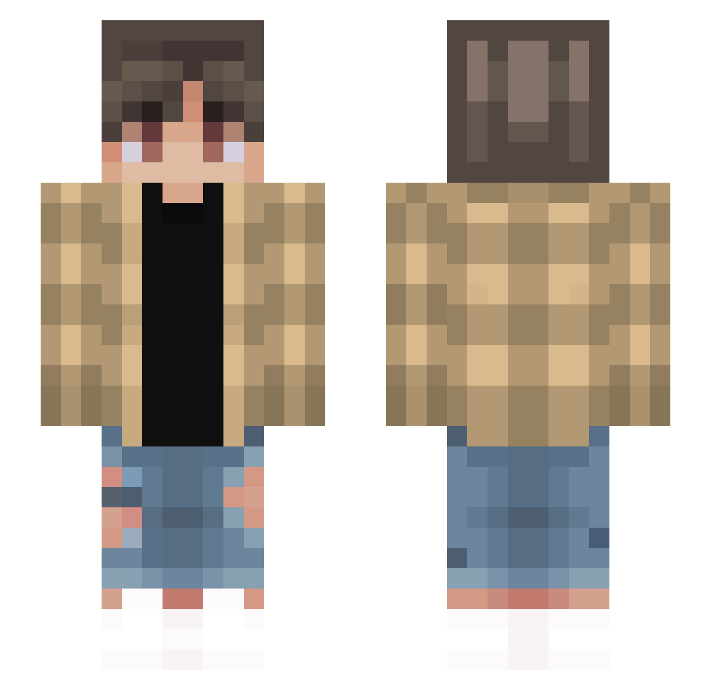 Vuelix Minecraft skin, front and back view
