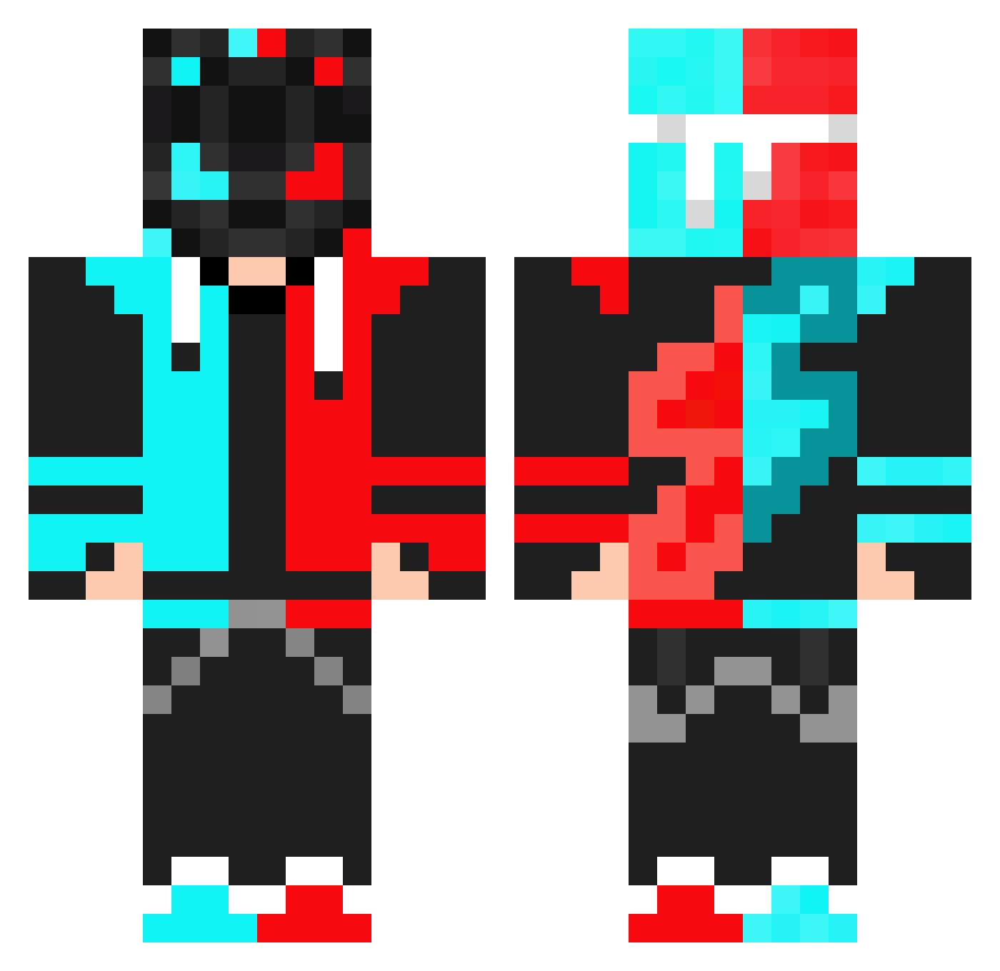 ebqo Minecraft skin, front and back view