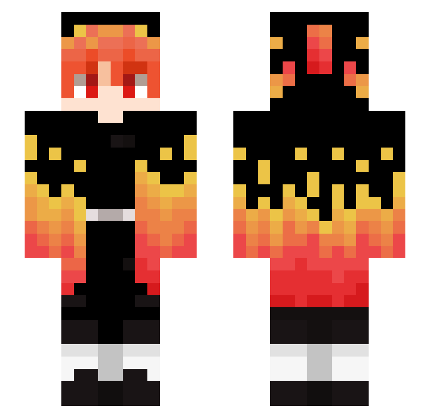 Zoomblaze Minecraft skin, front and back view