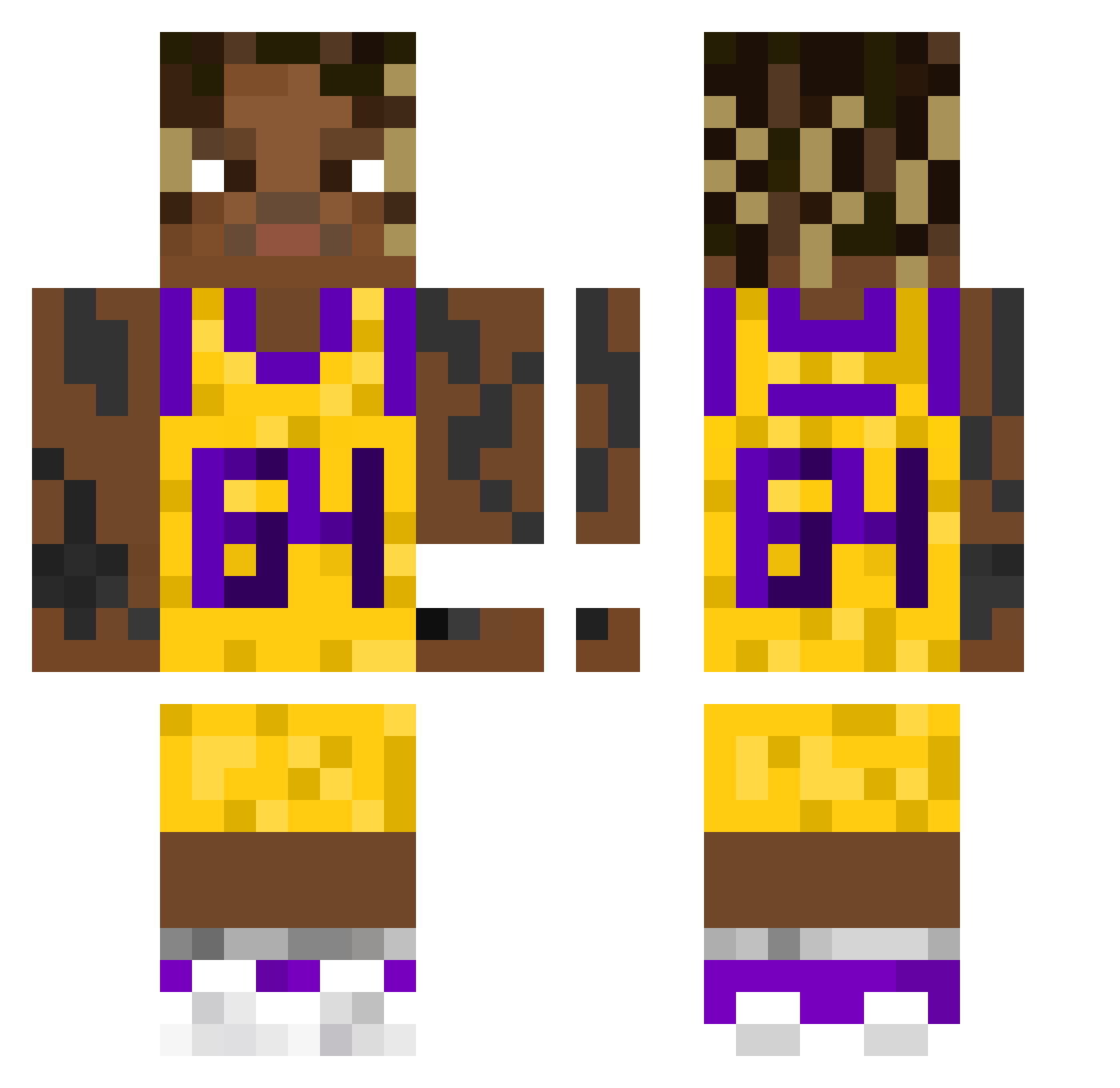 Champie3000 Minecraft skin, front and back view