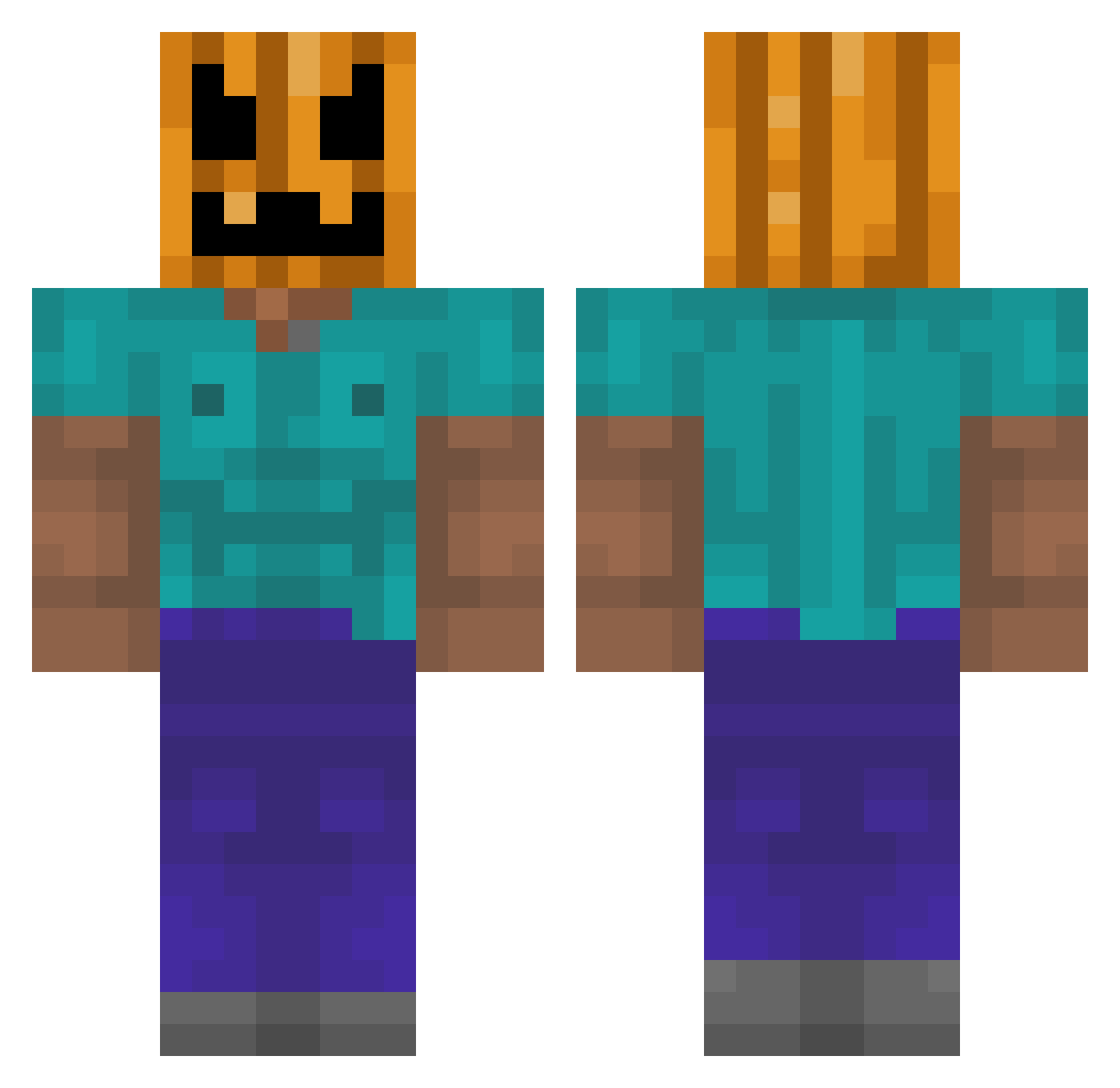 nerpaj Minecraft skin, front and back view