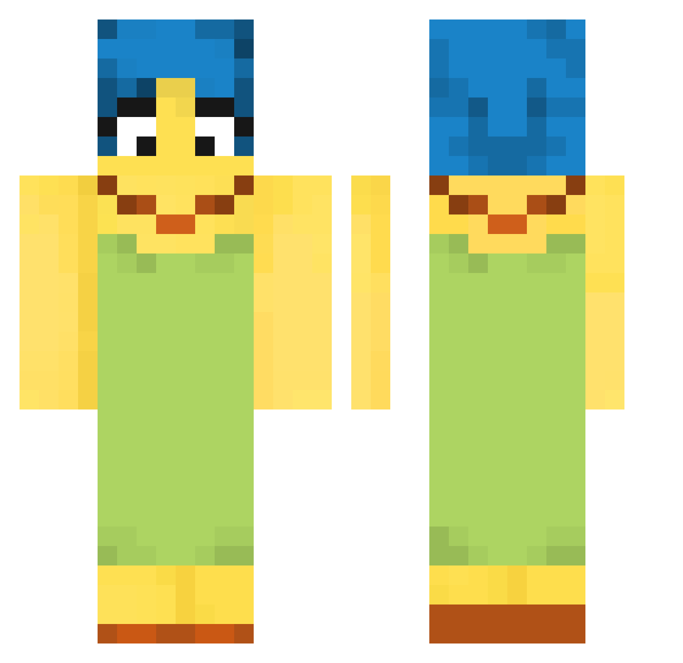 membiii Minecraft skin, front and back view