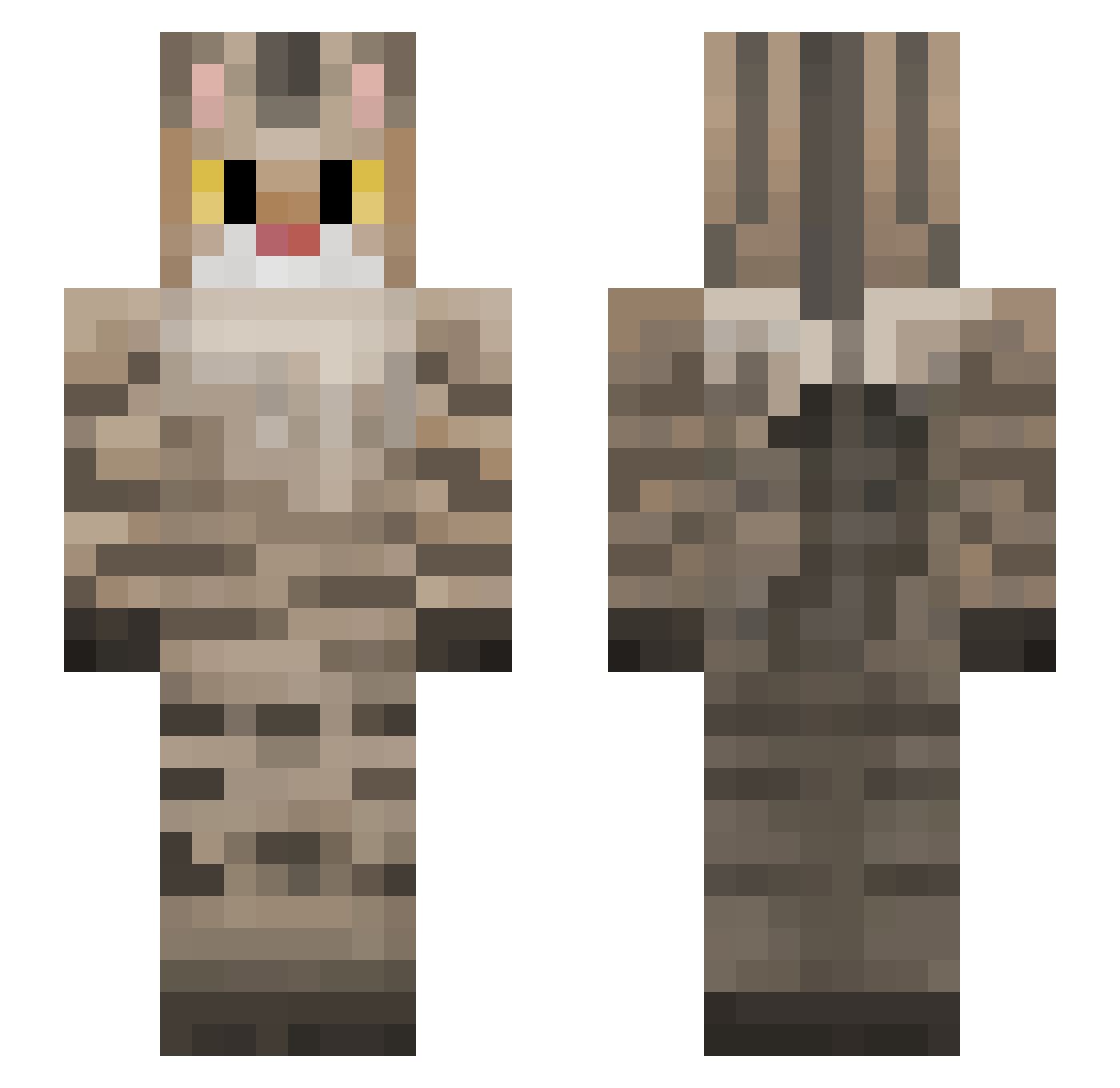 Traceythefox Minecraft skin, front and back view
