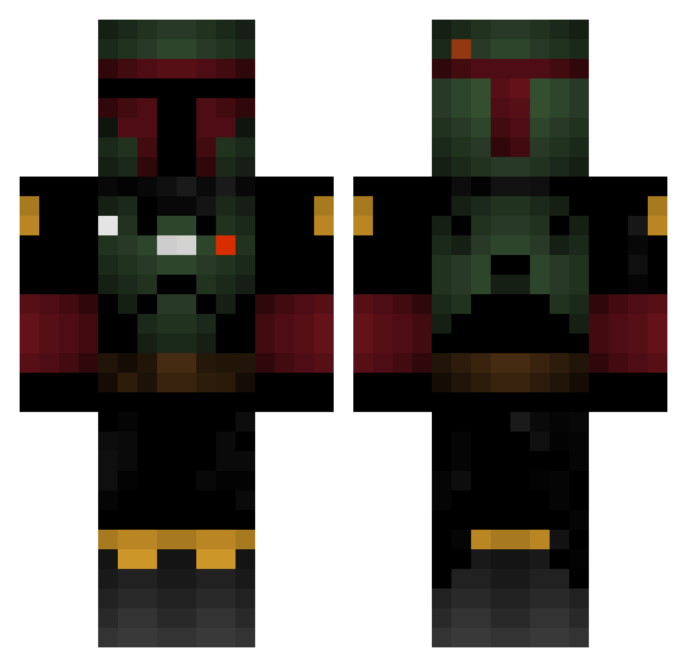 AgentCouch Minecraft skin, front and back view