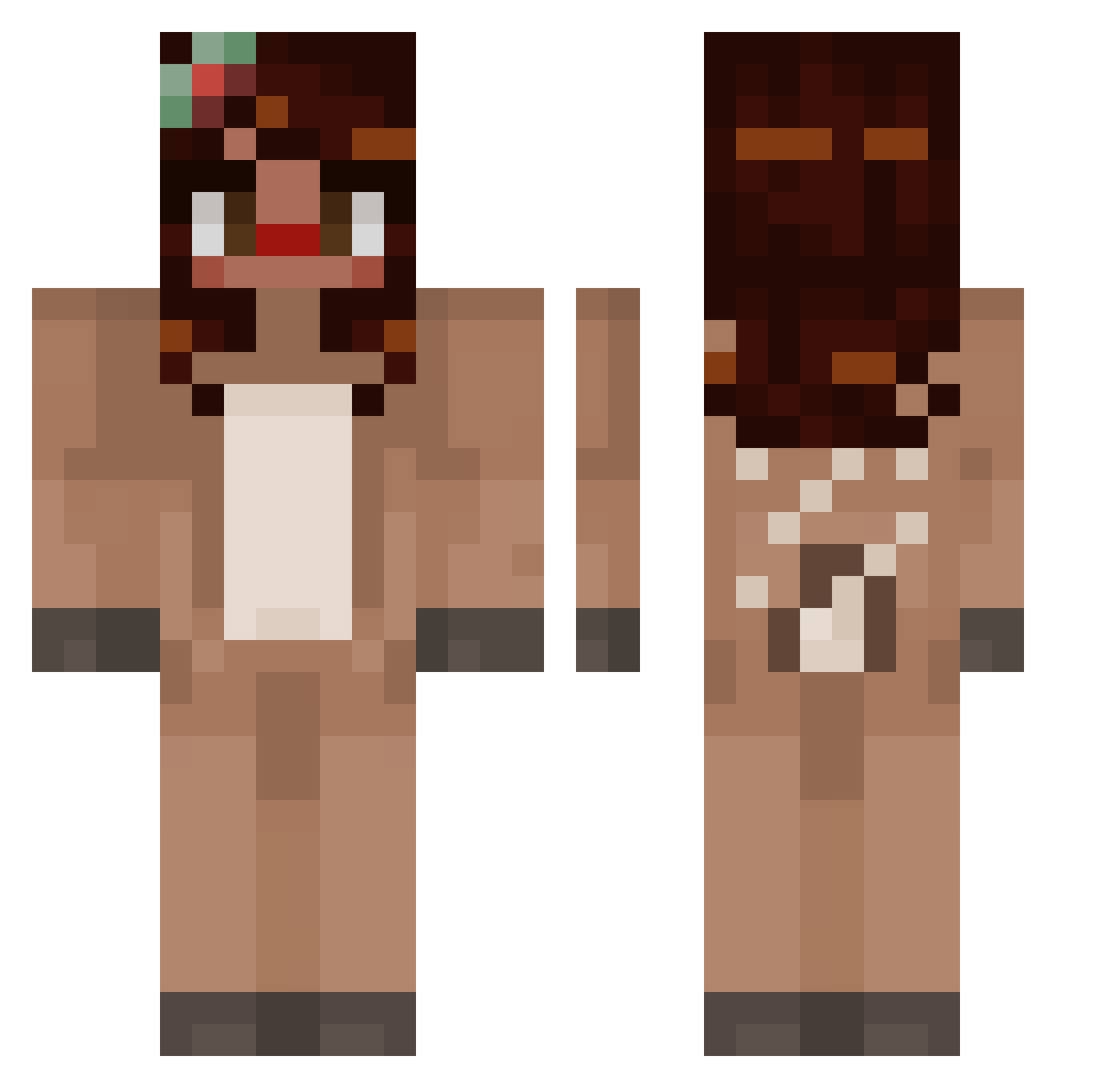 A_Tragedy Minecraft skin, front and back view