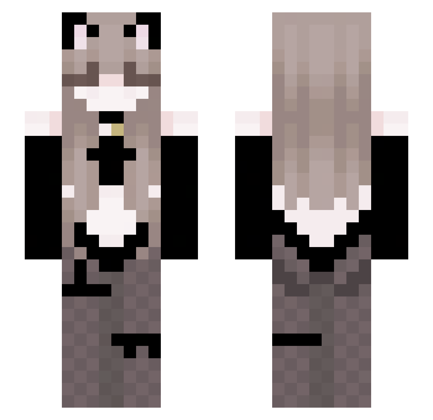 Mzinhu Minecraft skin, front and back view