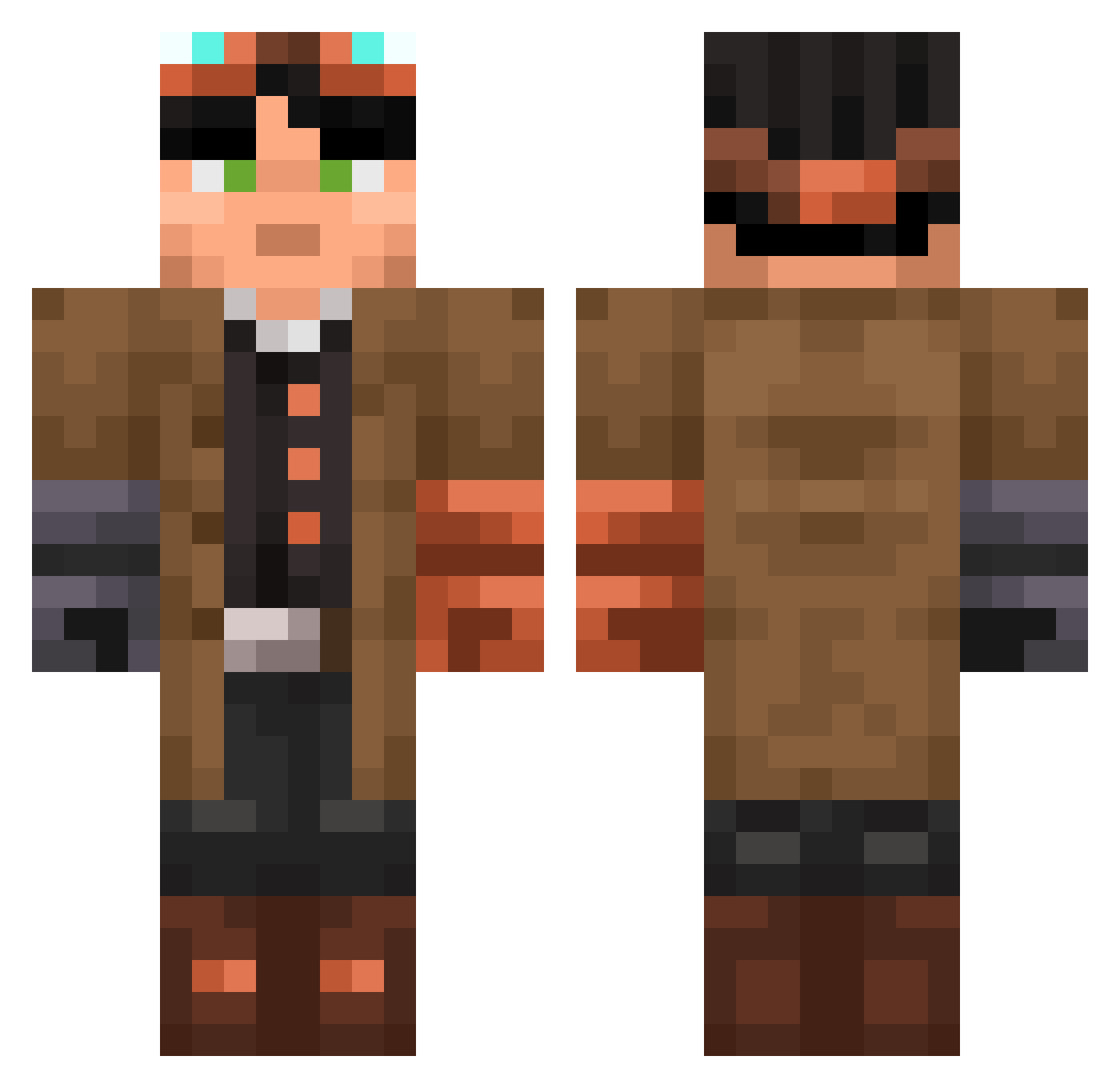 Zumskee Minecraft skin, front and back view