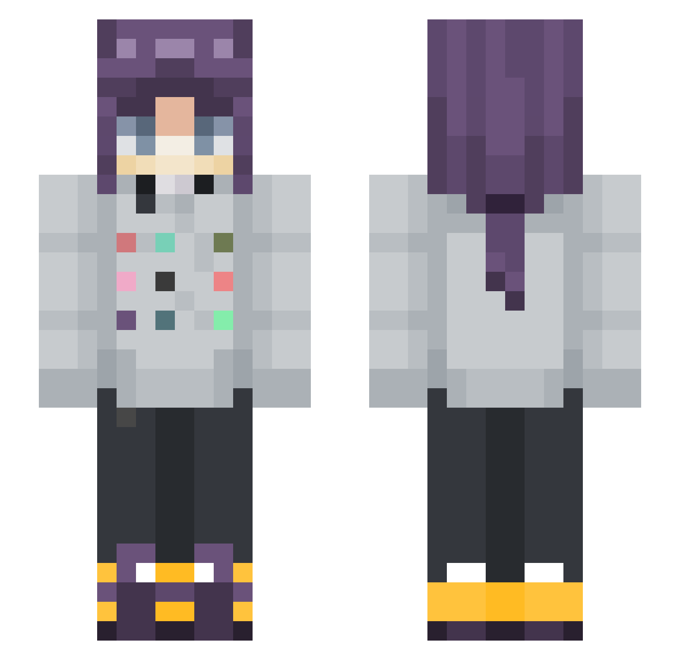 Antopy Minecraft skin, front and back view