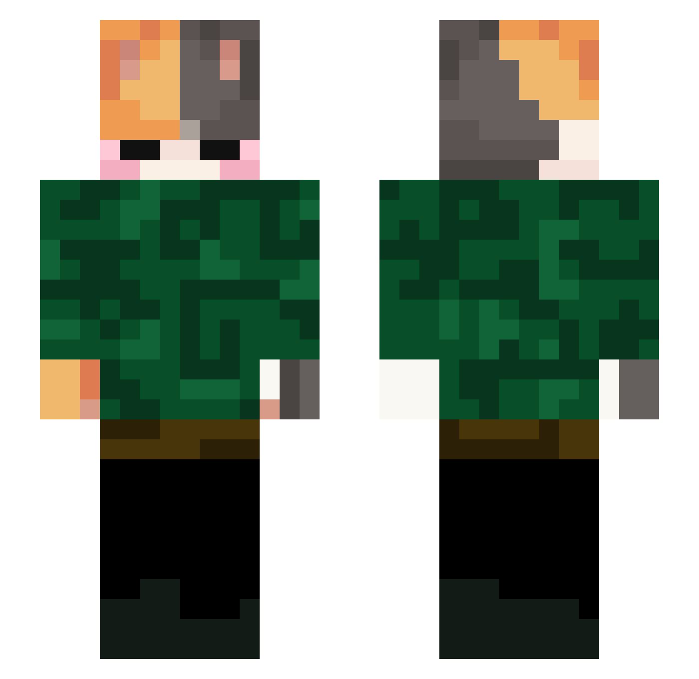 Leaf_gaming Minecraft skin, front and back view