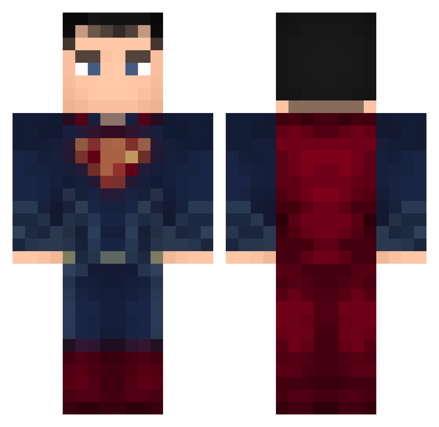 x_dugs Minecraft skin, front and back view