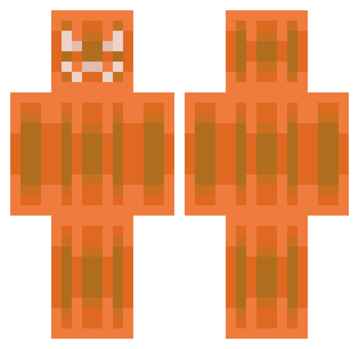 pendek Minecraft skin, front and back view