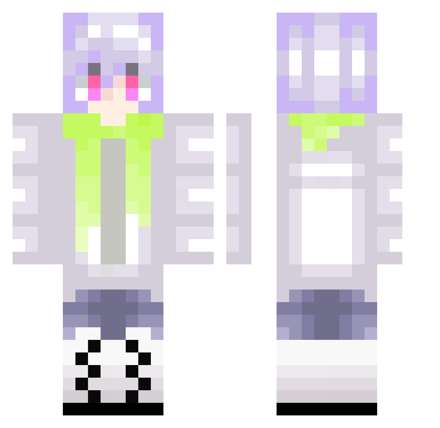 TiredJellybean Minecraft skin, front and back view