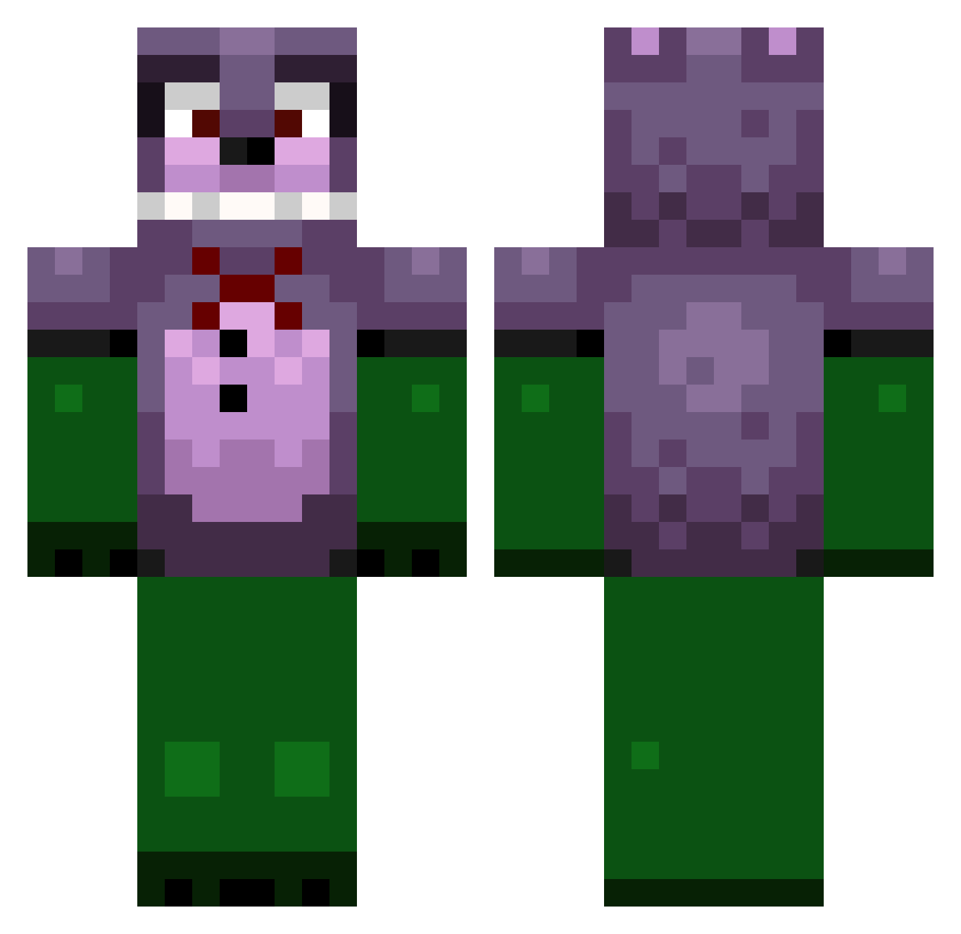 DinoByx Minecraft skin, front and back view